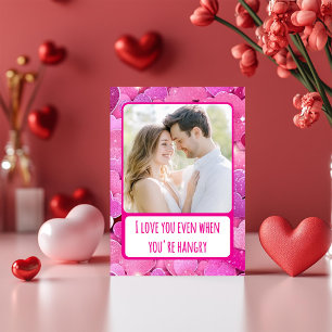 Purple Pink Hearts-When You're Hangry Photo Holiday Card