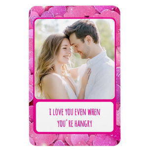 Purple Pink Hearts You're Hangry Flexible Photo Magnet