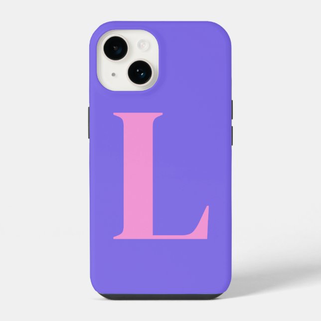 Purple Pink Initial Personalised Monogram Design  iPhone Case (Back)