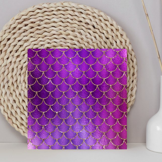 Purple Pink Iridescent Mermaid Scales Pattern Ceramic Tile (Creator Uploaded)