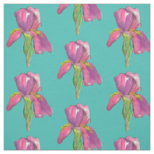 Purple Pink Iris Turquoise Fabric
