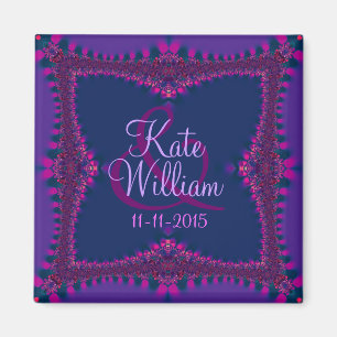 Purple+Pink Lace Save the Date Magnet