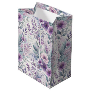 Purple, Pink, Lavender Floral Medium Gift Bag