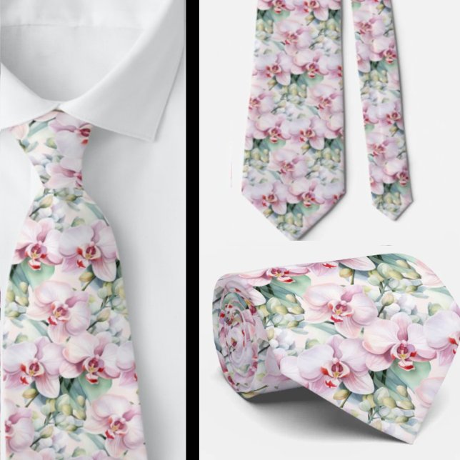 Purple Pink Lavender Rainbow Pastel Orchids Tie (Creator Uploaded)