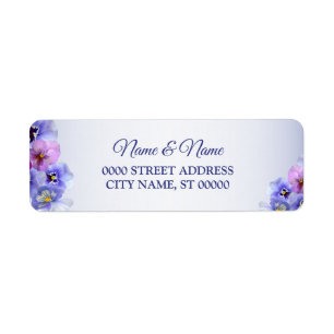 Purple Pink Lilac Floral Wedding Return Address Return Address Label