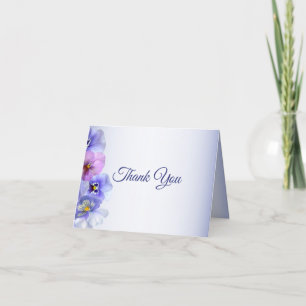 Purple Pink Lilac Pansy Floral Elegant Wedding Thank You Card