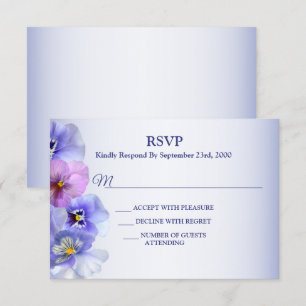 Purple Pink Lilac Pansy Floral Wedding Party RSVP Card