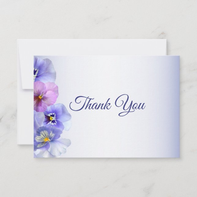 Purple Pink Lilac Pansy Floral Wedding Thank You Card (Front)