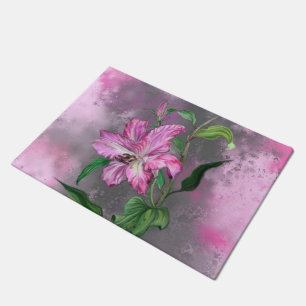 Purple Pink Lily Flower Doormat Painting