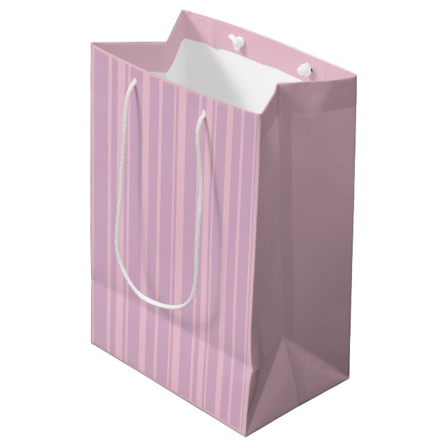 Purple & Pink Line Pattern Medium Gift Bag (Front Angled)