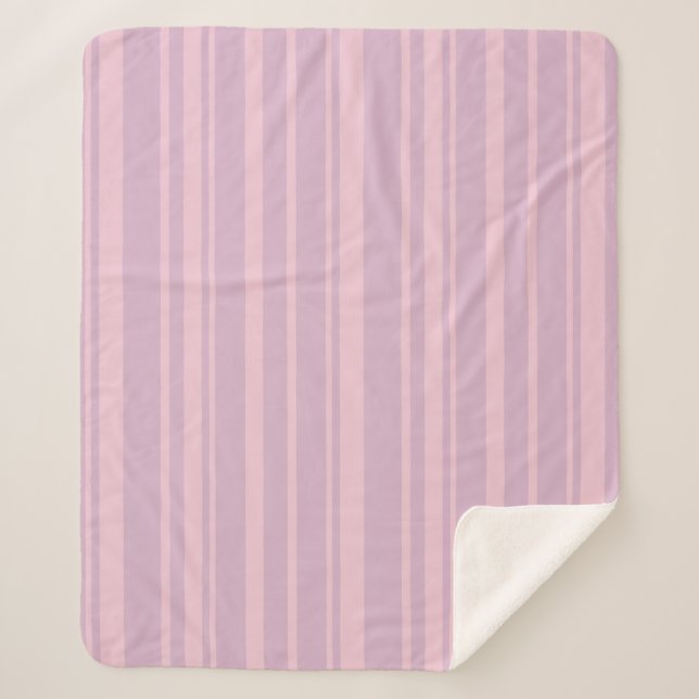Purple & Pink Line Pattern Sherpa Blanket (Front)