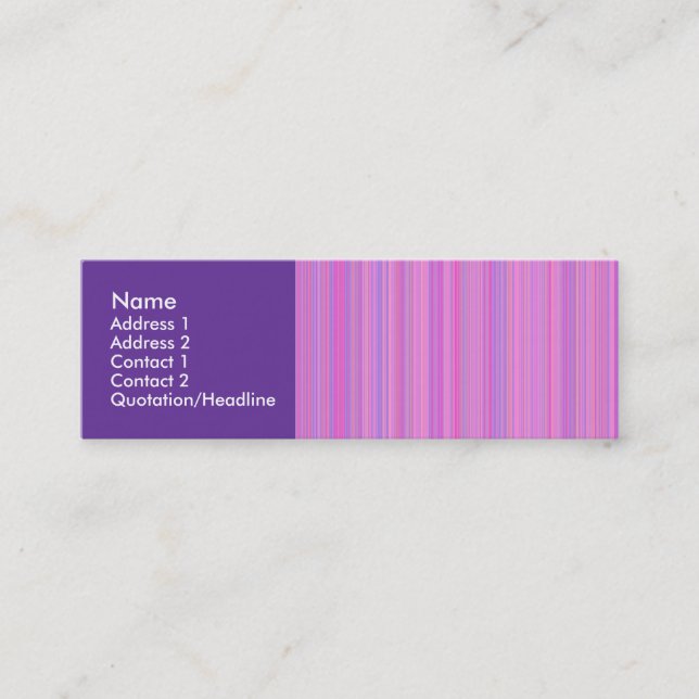 Purple Pink Lines Mini Business Card (Front)