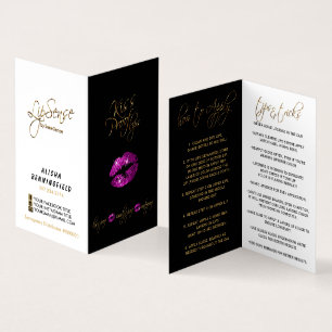 Purple Pink Lips and Black Instructions Business Card