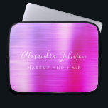 Purple Pink Metallic Monogram Business Laptop Sleeve<br><div class="desc">Modern Purple and Pink Ombre Girly Make Up and Hair Beauty Salon Faux Metallic Stainless Elegant Monogram Promotional Laptop Bag or Sleeve Promotional (promo) advertisement Case. This classy professional business computer case can be customised to include your monogrammed script signature name and job title profession or position.</div>