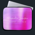 Purple Pink Metallic Monogram Business Laptop Sleeve<br><div class="desc">Modern Purple and Pink Ombre Girly Make Up and Hair Beauty Salon Faux Metallic Stainless Elegant Monogram Promotional Laptop Bag or Sleeve Promotional (promo) advertisement Case. This classy professional business computer case can be customised to include your monogrammed script signature name and job title profession or position.</div>