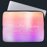 Purple Pink Metallic Monogram Business Laptop Sleeve<br><div class="desc">Modern Gold Purple and Pink Rainbow Pastel Ombre Girly Make Up and Hair Beauty Salon Faux Metallic Stainless Elegant Monogram Promotional Laptop Bag or Sleeve Promotional (promo) advertisement Case. This classy professional business computer case can be customised to include your monogrammed script signature name and job title profession or position....</div>