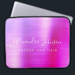 Purple Pink Metallic Monogram Business Laptop Sleeve<br><div class="desc">Modern Purple and Pink Ombre Girly Make Up and Hair Beauty Salon Faux Metallic Stainless Elegant Monogram Promotional Laptop Bag or Sleeve Promotional (promo) advertisement Case. This classy professional business computer case can be customised to include your monogrammed script signature name and job title profession or position.</div>