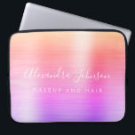 Purple Pink Metallic Monogram Business Laptop Sleeve<br><div class="desc">Modern Gold Purple and Pink Rainbow Pastel Ombre Girly Make Up and Hair Beauty Salon Faux Metallic Stainless Elegant Monogram Promotional Laptop Bag or Sleeve Promotional (promo) advertisement Case. This classy professional business computer case can be customised to include your monogrammed script signature name and job title profession or position....</div>