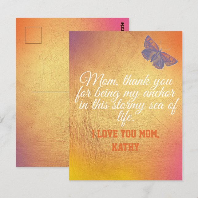 Purple Pink Minimalist Simple Modern Mothers Day Postcard (Front/Back)