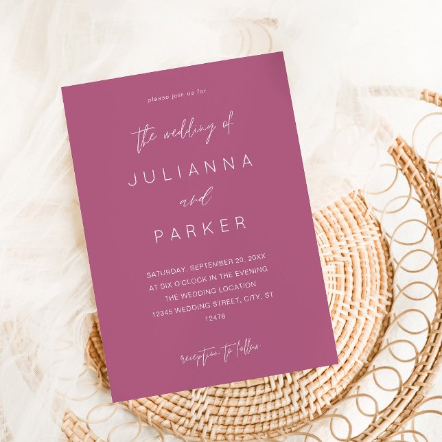 Purple Pink MOD Calligraphy Wedding Invitation (Creator Uploaded)