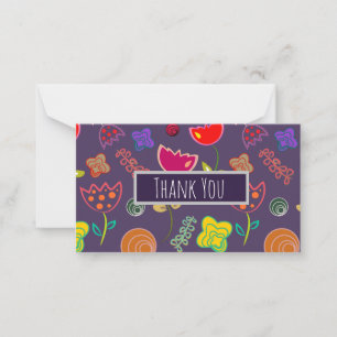 Purple pink modern floral card