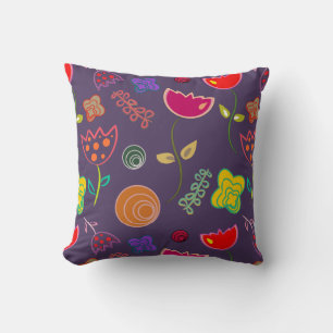 Purple pink modern floral cushion
