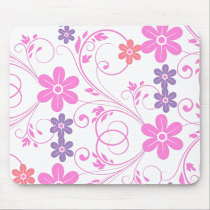 Purple & Pink Modern Floral Mouse Pad