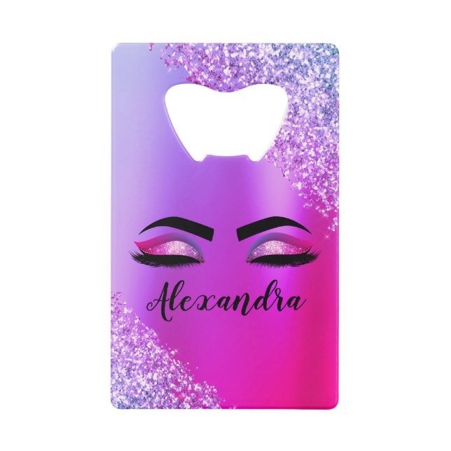 Purple Pink Monogram Glitter Eyelashes Modern (Front)