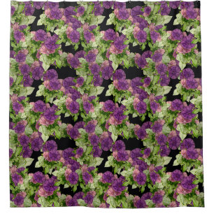Purple Pink Morning Glory Floral Shower Curtain