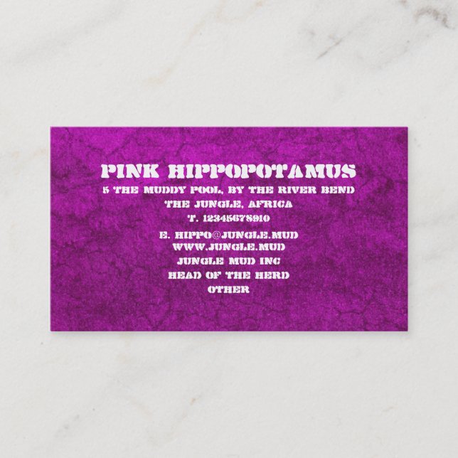 Purple Pink Mud - Customised Business Card (Front)