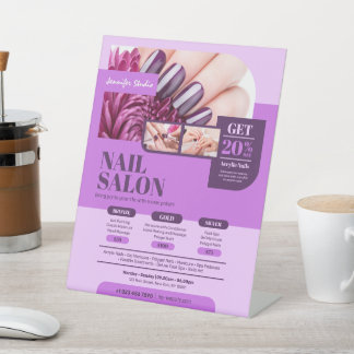 Purple pink Nails Salon, Beauty Salon Pedestal Sign