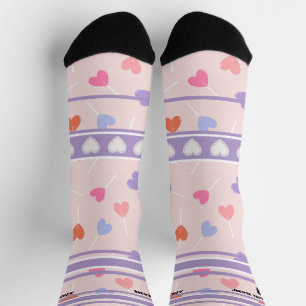 Purple & Pink - Name Number heart Socks