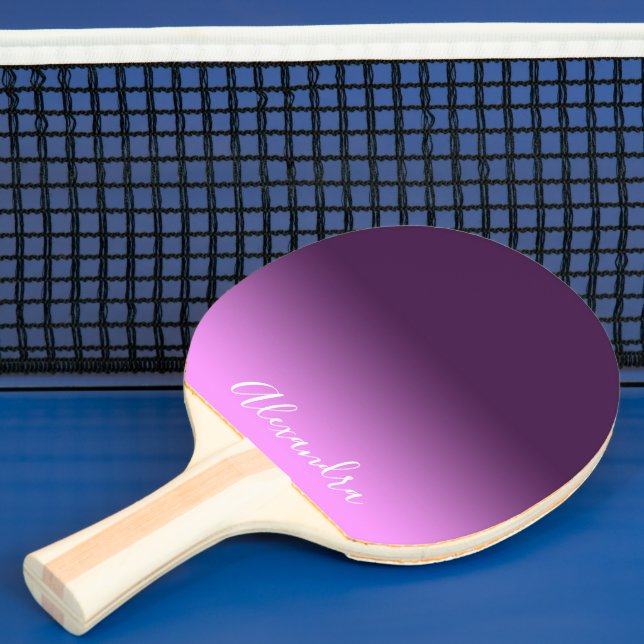 Purple pink name script ping pong paddle (Insitu)