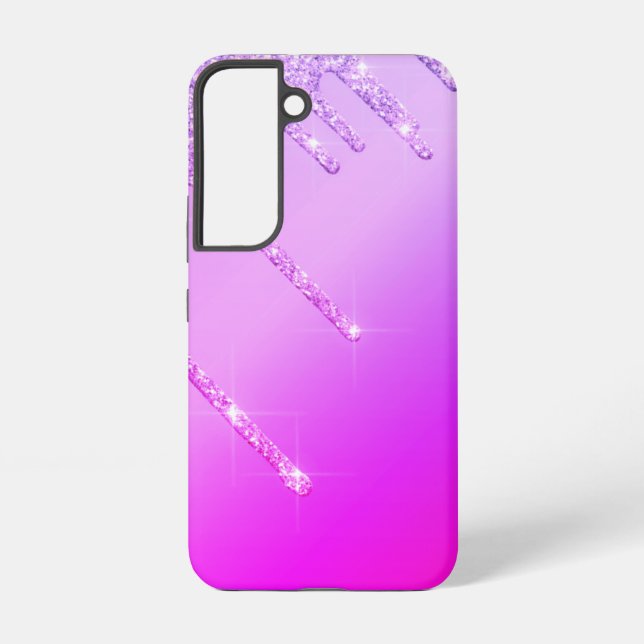 Purple Pink Neon Glitter Sparkle Samsung Galaxy S22 Case (Back)