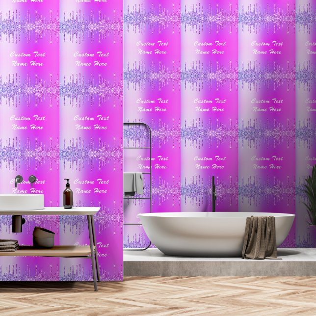 Purple Pink Neon Glitter Sparkly Custom Text Wallpaper (Bathroom)