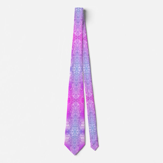 Purple Pink Neon Glitter Sparkly Neck Tie (Front)