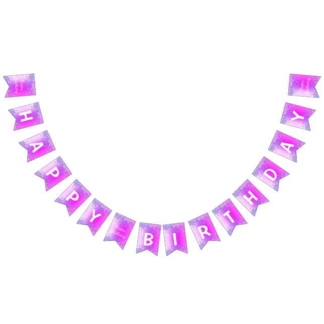 Purple Pink Neon Gold Glitter Drips Happy Bitrhday Bunting (All)