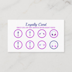 Purple Pink Neon Stylish Body Piercing Loyalty Card