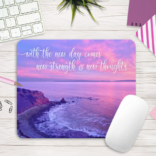 Purple Pink Ocean Sunset Photo Inspirational Quote Mouse Pad