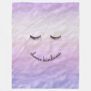 Purple Pink Ombre Black Eyelashes Kindness Fleece Blanket