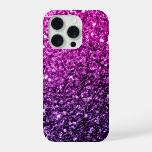 Purple Pink Ombre faux glitter sparkles bling iPhone 15 Pro Case