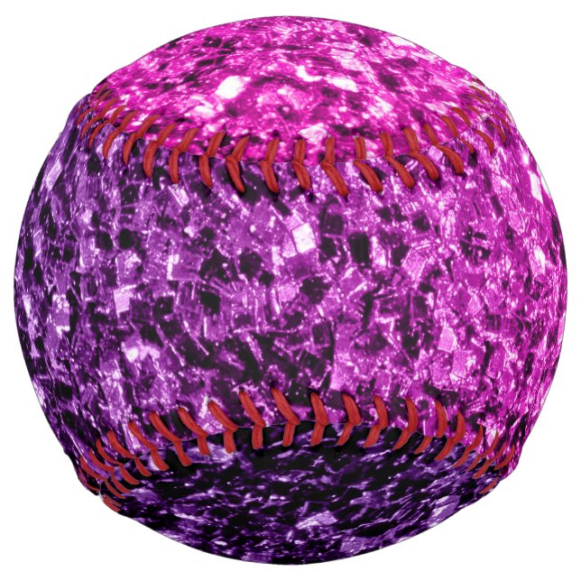 Purple pink ombre faux glitter sparkles bling softball (Front)