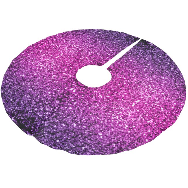 Purple Pink Ombre faux glitter sparkles Brushed Polyester Tree Skirt (Angled)