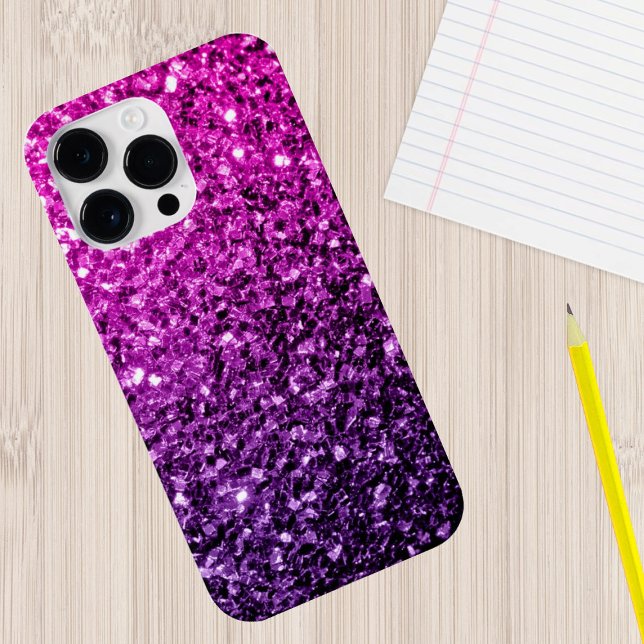 Purple Pink Ombre faux glitter sparkles Case-Mate iPhone Case (Sparkle up and protect your phone with trendy faux sparkles phone case. In many different colors.)