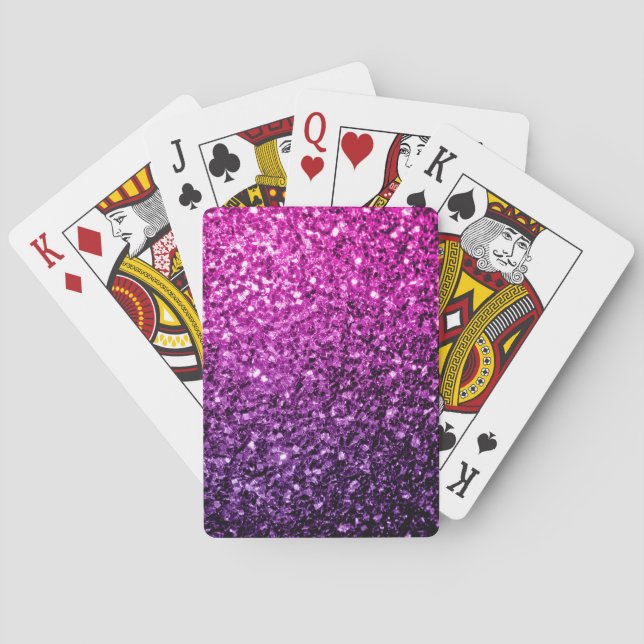 Purple Pink Ombre faux glitter sparkles Playing Cards (Back)