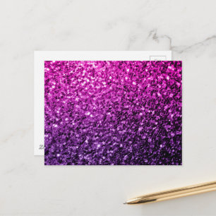 Purple Pink Ombre faux glitter sparkles Postcard