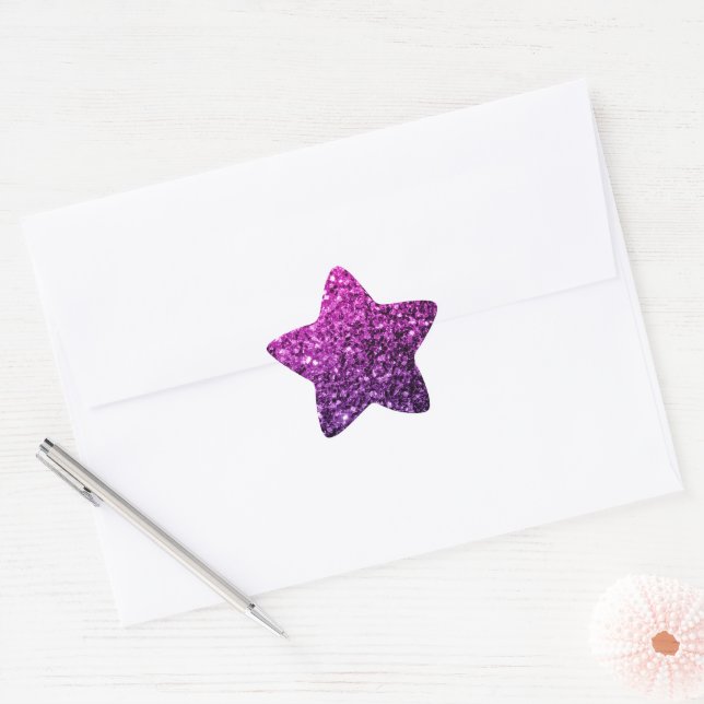 Purple Pink Ombre faux glitter sparkles Star Sticker (Envelope)