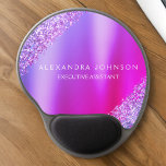 Purple Pink Ombre Glitter Office Business Gel Mouse Pad<br><div class="desc">Purple - Pink Glitter Faux Sparkle Glitter Metallic Foil Minimalist Business Mousepad (Mouse Pad) with white lettered typography for the monogram. The Rose Gold Girly Business design can be customised with your name. Please contact the designer for customised matching items.</div>