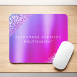 Purple Pink Ombre Glitter Office Business Mouse Pad<br><div class="desc">Purple Pink Glitter Faux Sparkle Glitter Metallic Foil Minimalist Business Mousepad (Mouse Pad) with white lettered typography for the monogram. The Rose Gold Girly Business design can be customised with your name. Please contact the designer for customised matching items.</div>
