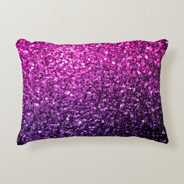 Purple Pink Ombre glitter sparkles Decorative Cushion (Front)